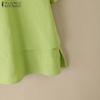 ZANZEA Women Summer Round Neck Loose Casual Half Sleeve Blouse