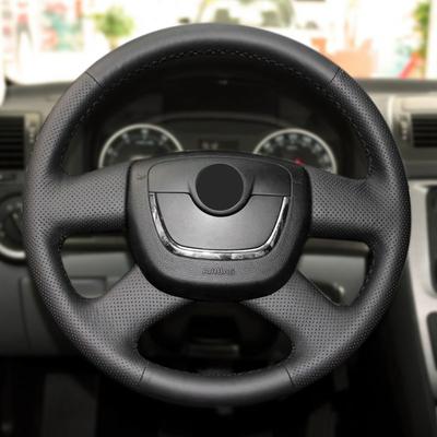 Funda para Volante Trenzada a Mano Para Skoda Octavia Fabia Superb Roomster 2009-2012 Citigo 2011 2012 Cuero de Microfibra Perforado
