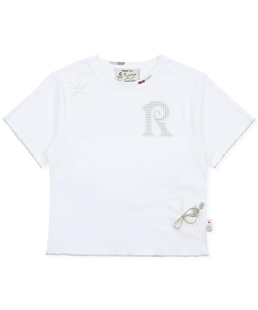 RuNaKi'Hu' Wxt101 Muguke Punching Check Applique T-Shirt (White)