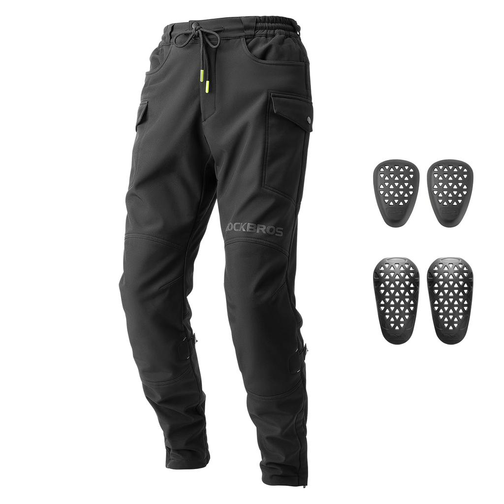 ROCKBROS Winter Motorcycle CE 3D Sizes for and Mopeds Men's Pants, Windproof, Fleece-Lined, Warm, Protective, Certified, Abrasion-Resistant,