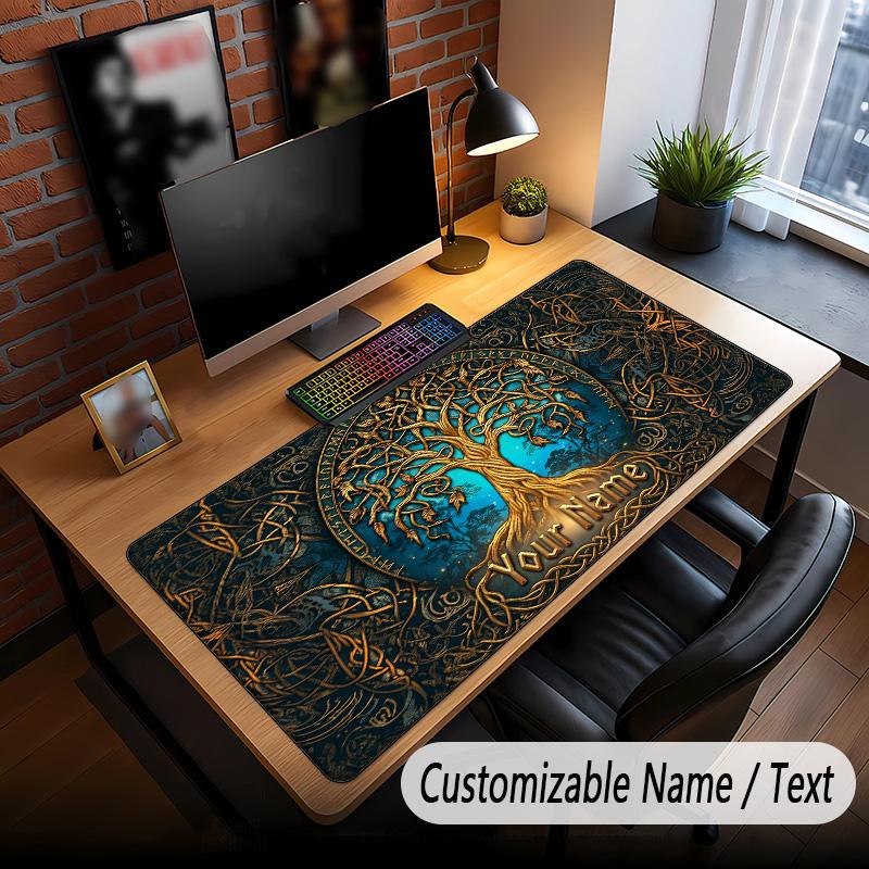 Tree of Life Theme Custom Mouse Pad Personalized With Name Text Customized Desk Mat For Office Home Decor