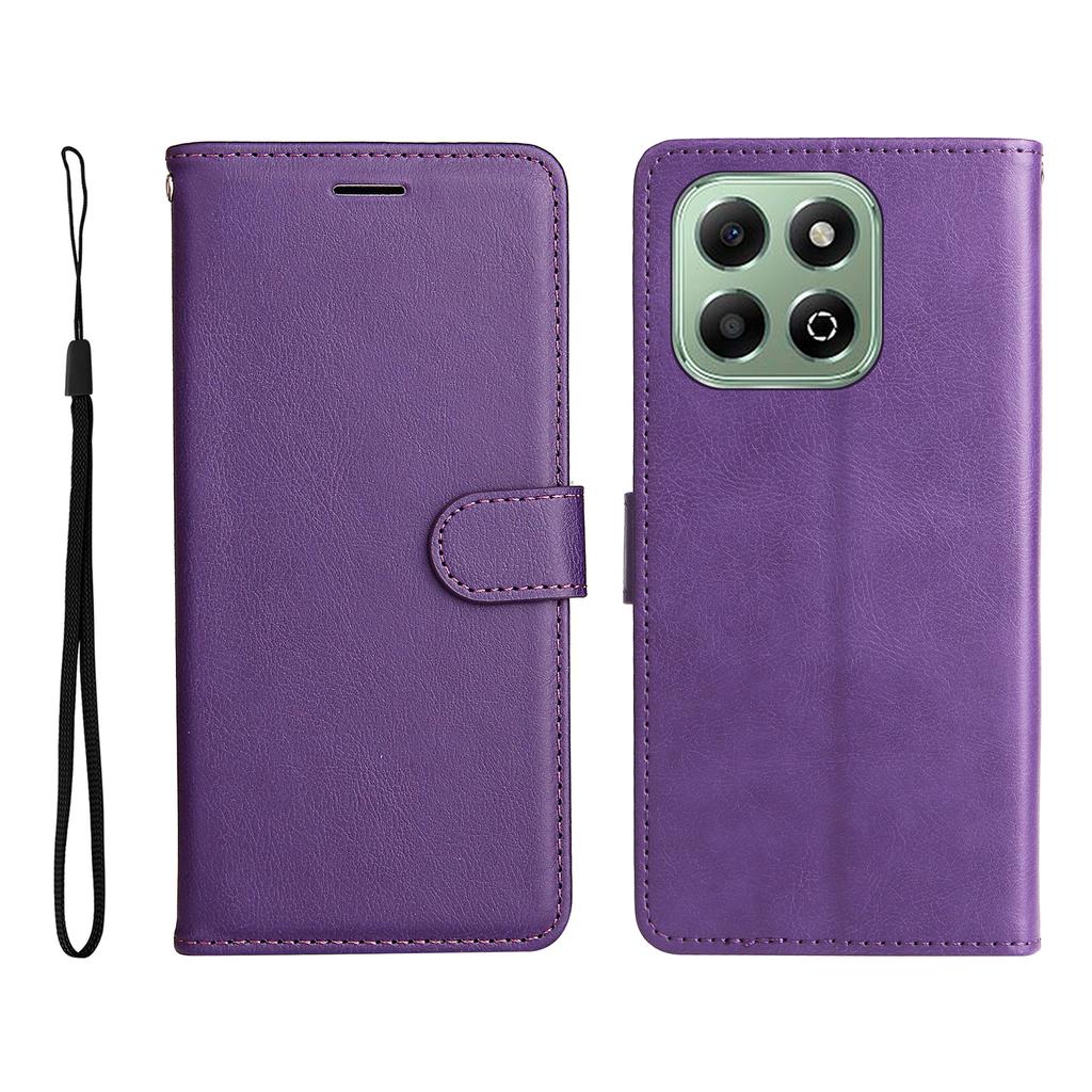 For Honor X6b 4G/Honor X6a 4G/Honor X5b/Honor X5b Plus/Honor X6c 4G Leather Wallet Case with Strap Solid Color Phone Stand Cover