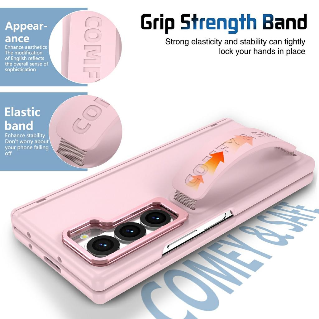 For Samsung Galaxy Z Fold6 5G Case Lens Kickstand Hinge Protection PC Phone Cover with Screen Film