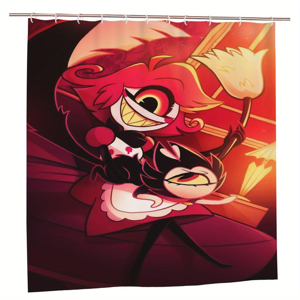 Niffty-Themed Shower Curtain with Hooks - Vibrant Cartoon Character Design, Durable Polyester Fabric, Machine Washable Bathroom
