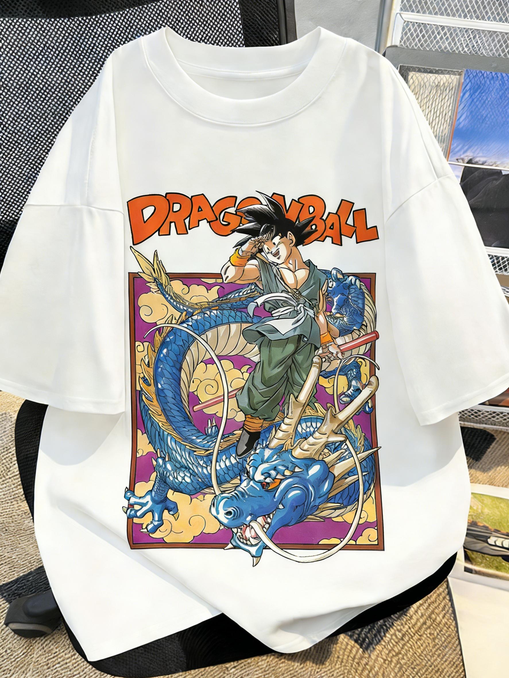 

White Plus Size Tshirt Dragon Ball Anime Printed Men and Women Summer Casual Parent Child Tops Harajuku Y2K Streetwear Fashion S