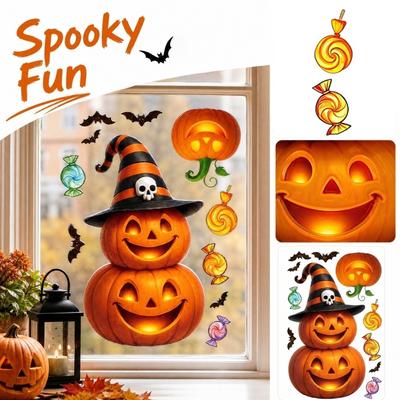 Halloween Pumpkin Static Cling Window Stickers for Glass Decorations 590