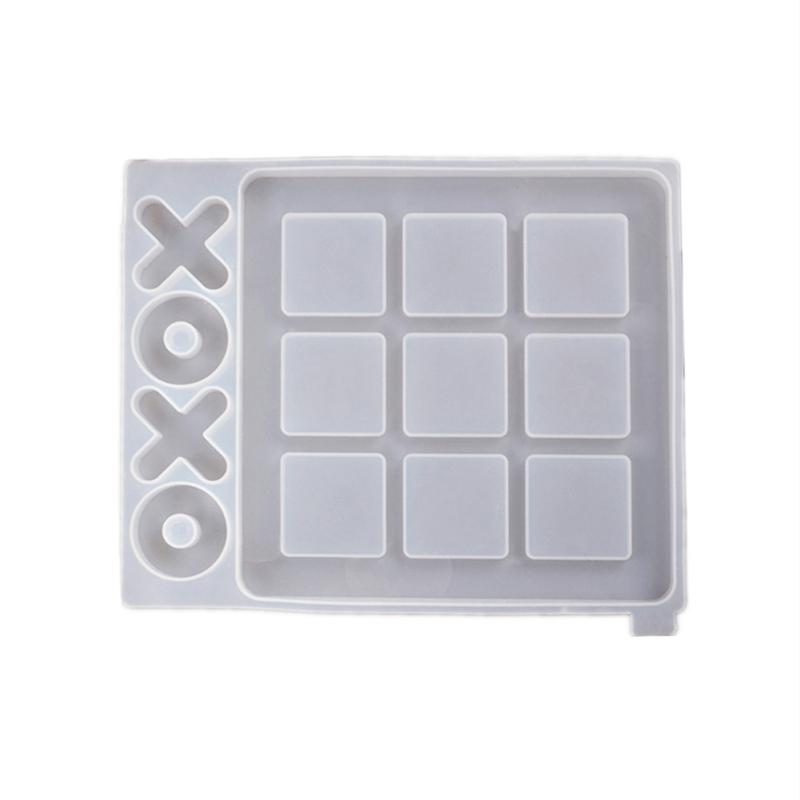 Tic Tac Toe Resin Mold with Chess Pieces Mold X O Board Game Silicone Molds for Resin Casting DIY Tabletop Board Game