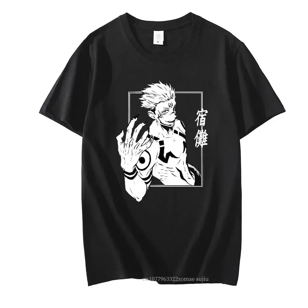 Summer 100% Cotton Men T-shirts Anime Jujutsu Kaisen Ryomen Sukuna Print T Shirt Hip Hop Streetwear Tops Unisex Casual Tees