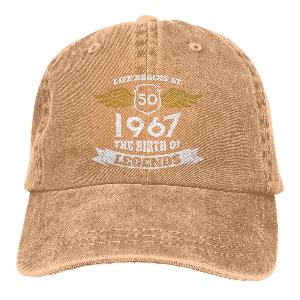 Adjustable Solid Color Baseball Cap Life Begins At 50 1967 The Birth Of Legends Washed Cotton 50 Years Old  Sports Woman Hat