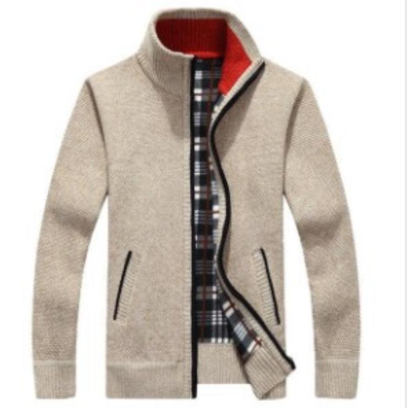 Men s Thickened Warm Loose Stand-up Collar Zipper Sweater M 2276₽
