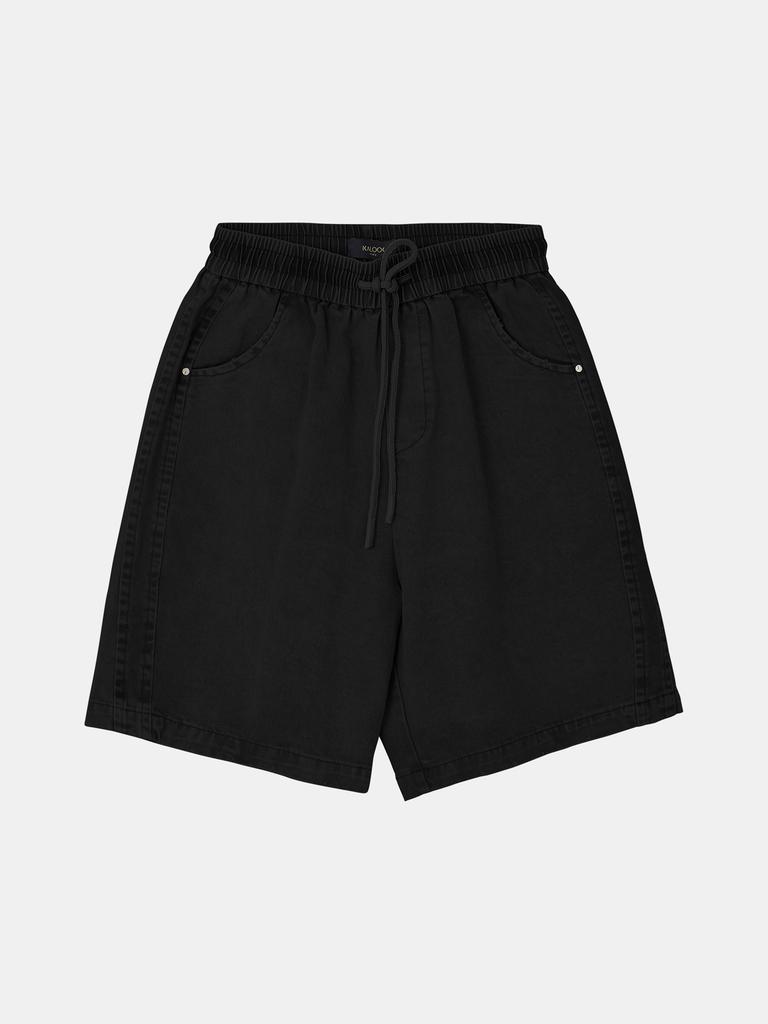 IKALOOK Damage Point Washed Elastic Denim Shorts Dspt129