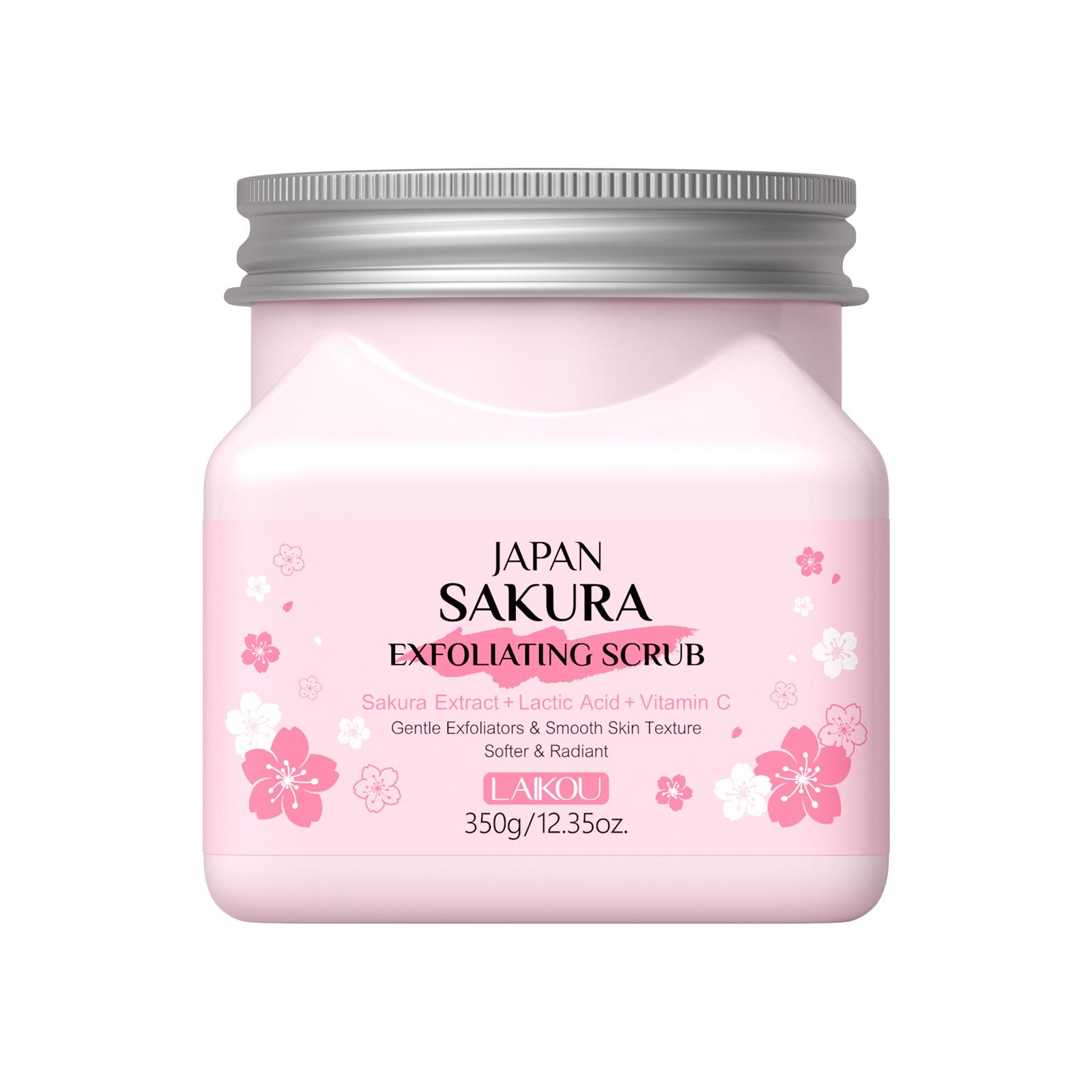 LAIKOU Sakura Exfoliating Facial Scrub Gentle Cleansing Dead Skin Deep Cleansing Moisturizing Body Scrub Skin-Exfoliator 350g