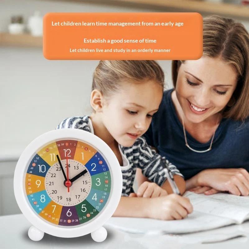 Children Time Teaching Early Learning Desktop Alarm Clock Silent Wake Up for Bedroom Living Room Daily Use