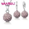 925 Sterling copper Stamped Bridal Zircon Sets Women Girls Wedding Gifts Austrian Crystal CZ Disco Ball Necklace Hoop Earrings