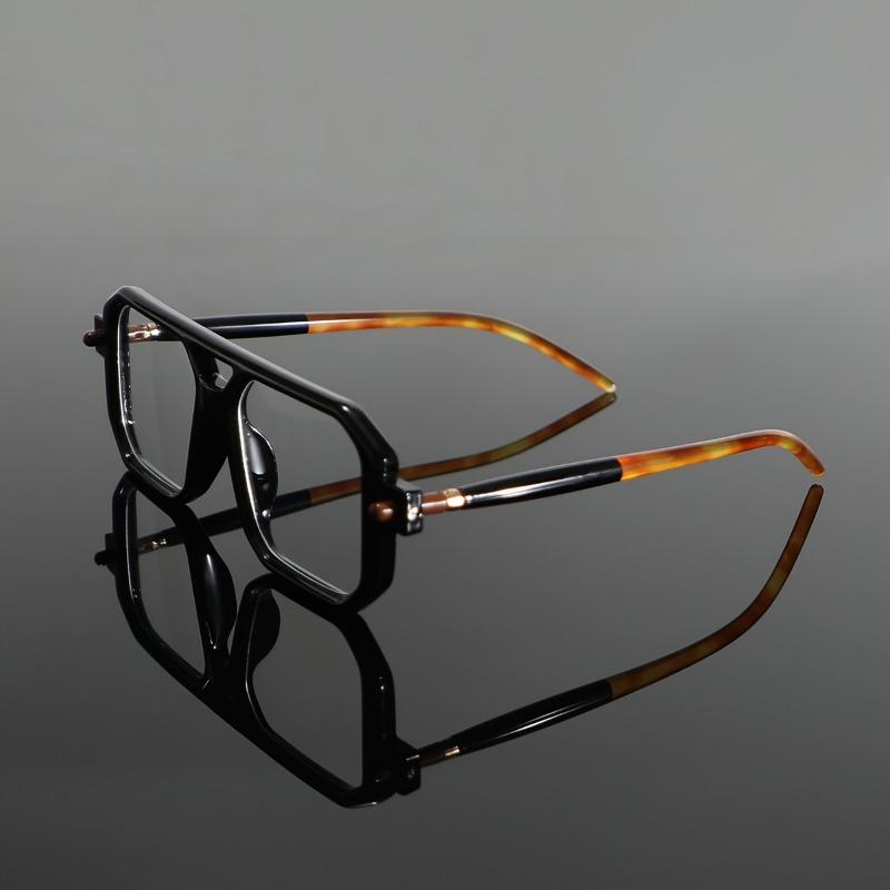 Nicht polarisierte Herren Stilvolle Blaulichtbrille - Großes Gestell, Doppelbrücken-Design mit Nietendetail, Vintage Quadratische Computerbrille