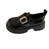 Loafers women's 2025 new spring and autumn black shoes women's British style platform small leather shoes buckle Mary Jane single shoes