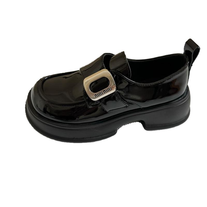 Loafers women's 2025 new spring and autumn black shoes women's British style platform small leather shoes buckle Mary Jane single shoes