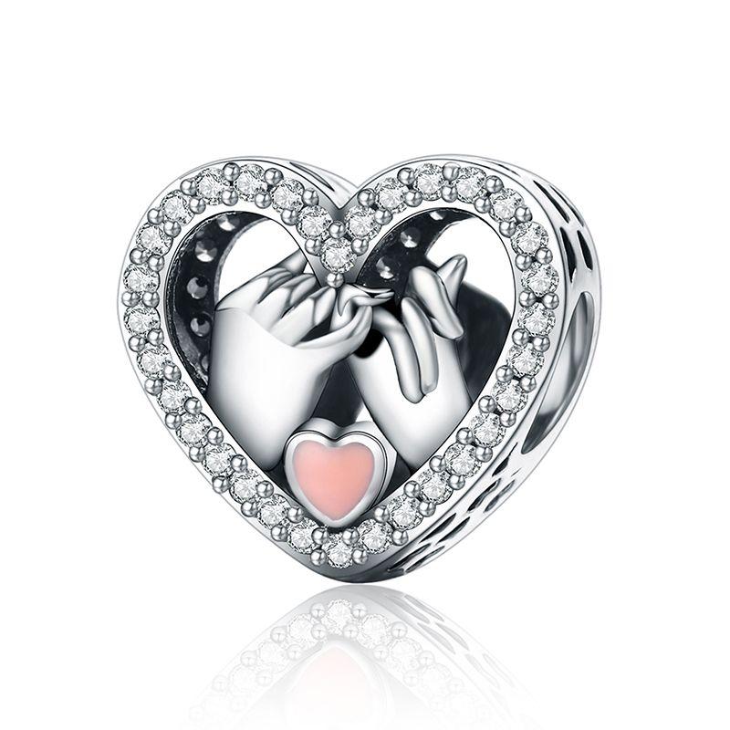 WOSTU Hot Selling Copper DIY Charms Heart Bead White Gold Plated Bird Pet Lotus Pendant Fit Original Bracelet Neckalce Wholesale
