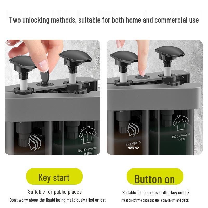 Punch-Free Wall-Mount Soap Dispenser for Shampoo & Shower Gel, Manual Press, Light Luxury Style
