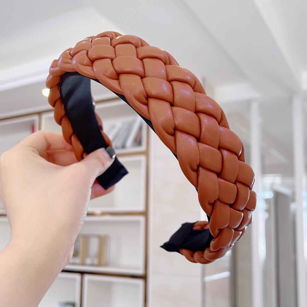 PROLY New Fashion PU Leather Hairband Handmade Braided Headband Adult Top Quality Casual Headwear For Women Hair Accessories