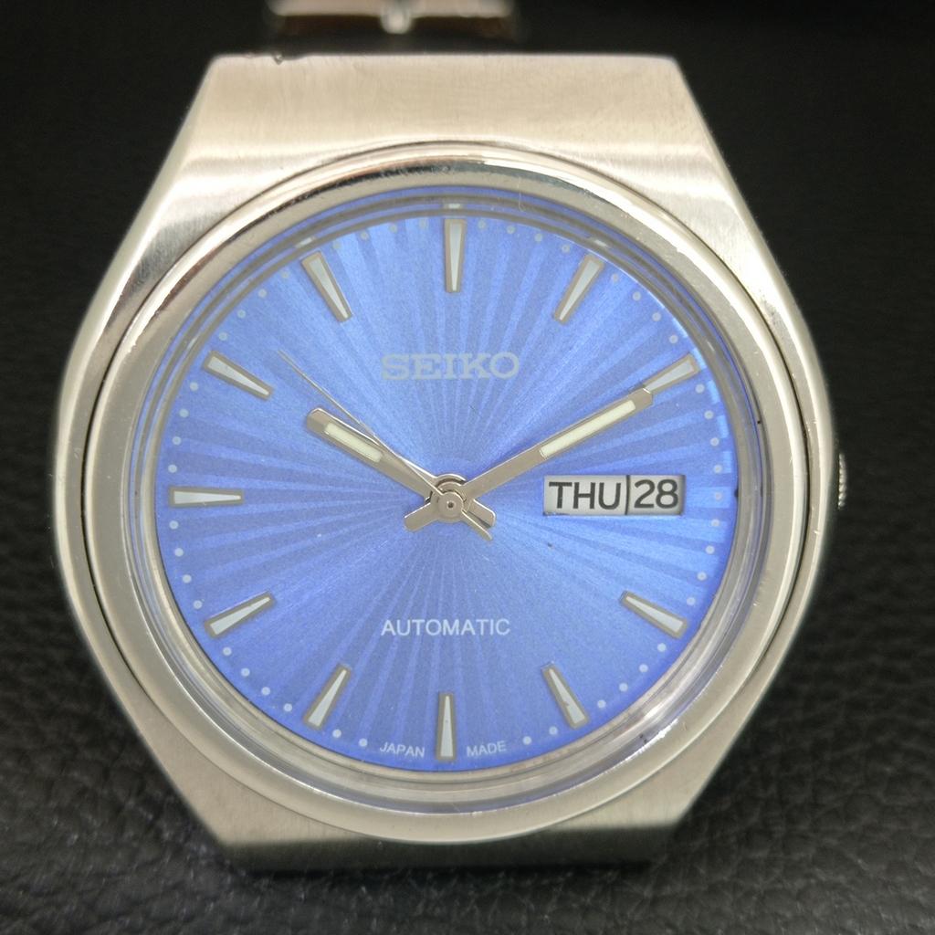 RARE VINTAGE SEIKO AUTOMATIC 6309A JAPAN MENS BLUE COLOR DIAL WATCH a709506-1