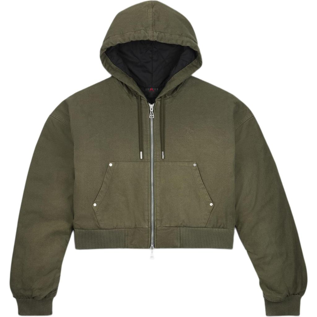 Jordan X Travis Scott Solid Color Full Zip Fashion Long Sleeve Jacket Women jackets Green FD9114-325