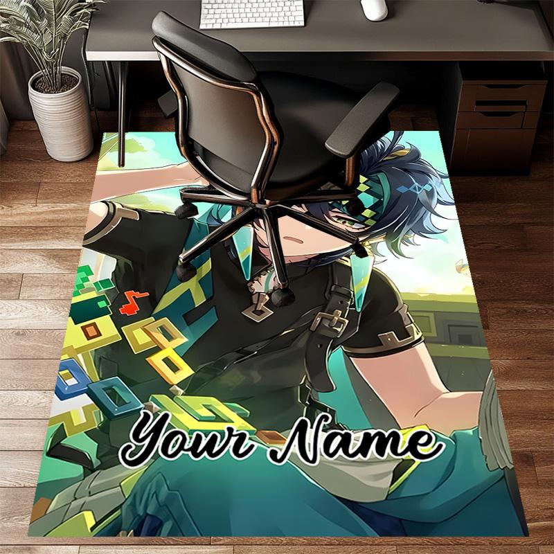 Custom Genshin Impact Mat Personalized Name, Polyester Washable Indoor Entryway Rug, Gift for Christmas, Easter, Thanksgiving Day