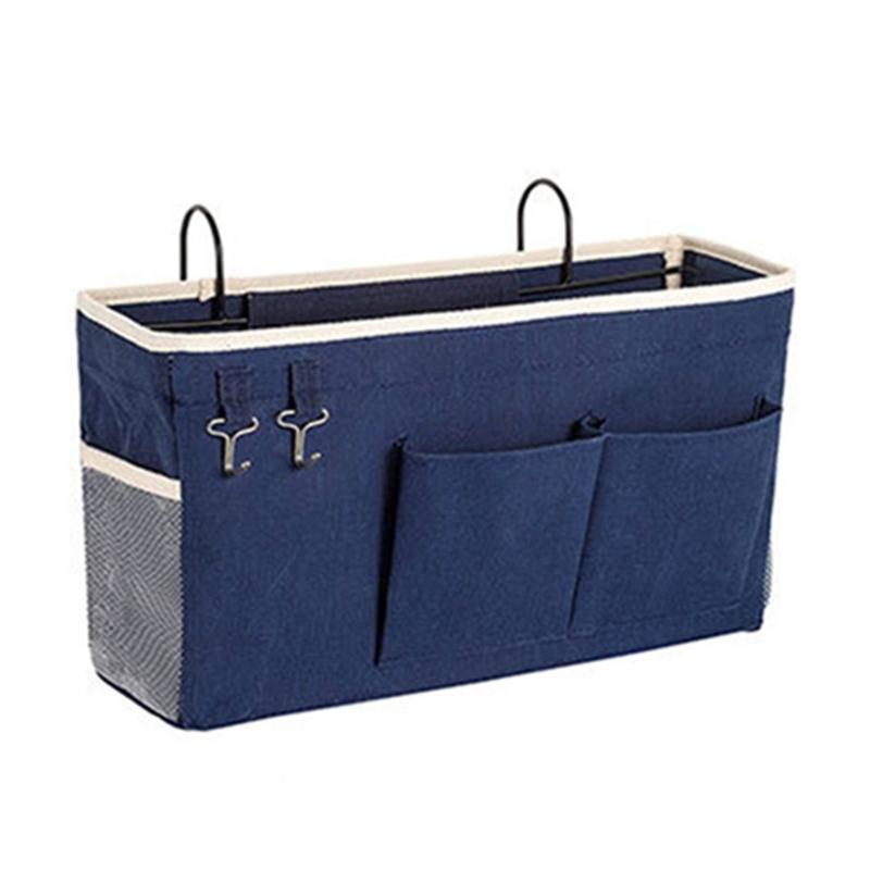 Large Capacity Storage Bag for Books and Remotes Cotton Linen Bedside Pocket Organizer Student Dormitory Accessories