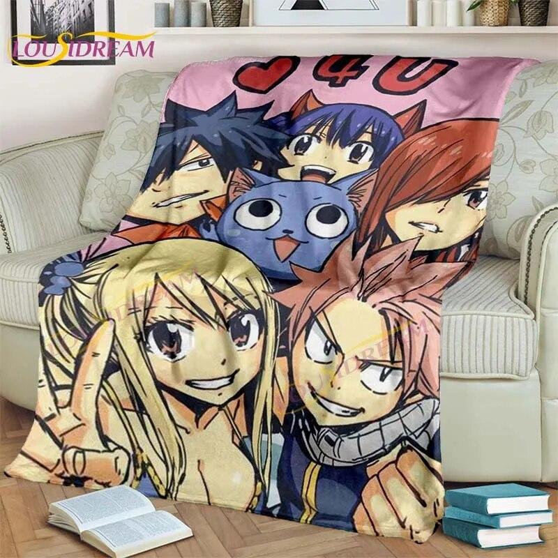 Fairy Tail Blanket Anime Blanket Natsu Blanket 3D Cartoon Covered Blanket Flannel for Bedding Children Room Decor Warm Blanket