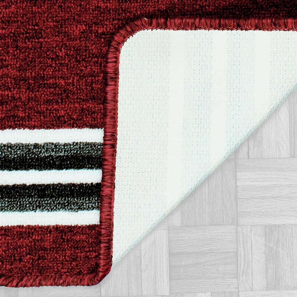 Μαλακό Αντιολισθητικό Νάιλον Πατάκι Μπάνιου | Απορροφητικά Πατάκια Μπάνιου Αντιολισθητικά - Σετ 1 τεμαχίου, 57 x 37 εκ., Σχέδιο με Κόκκινες Ρίγες