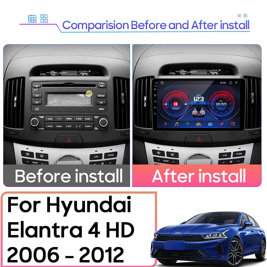 For Hyundai Elantra 4 HD 2006 - 2012 Android 13 Car Stereo Head Units Player Multimedia Radio Android Auto Carplay GPS Wifi BT