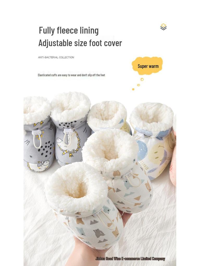 Newborn Baby Soft Sole Cotton Shoes - Thickened Velvet, Anti-Drop Foot Covers for Boys & Girls (0-1 Year)