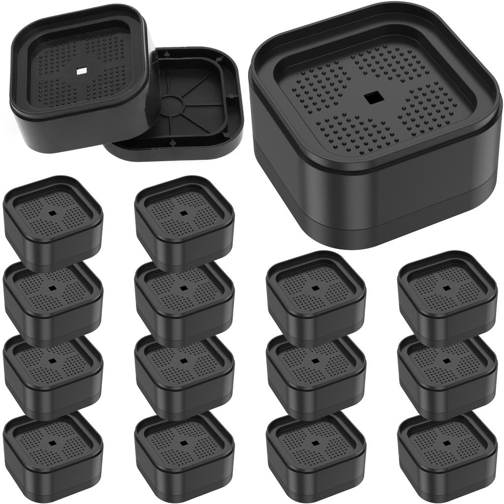 8/12/16Pcs Furniture Risers Plastic Stackable Furniture Leg Pad with Nonslip Bottom Versatile Bed Raising Blocks for Table Chair