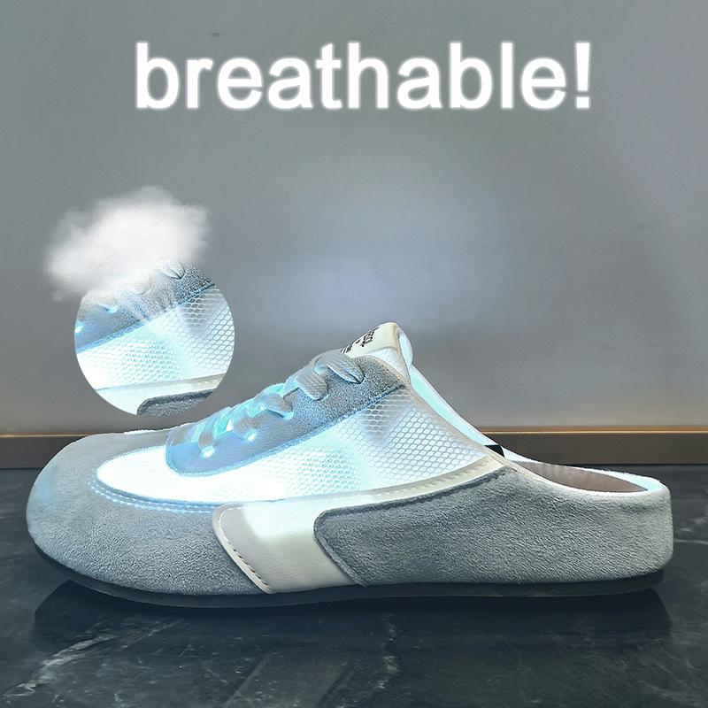 Summer Half-support White Shoes New Style Female Student Breathable Height-enhancing Casual Street Clapper Shoes