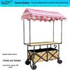 Portable Night Market Mobile Stall with Foldable Table and Four Wheels