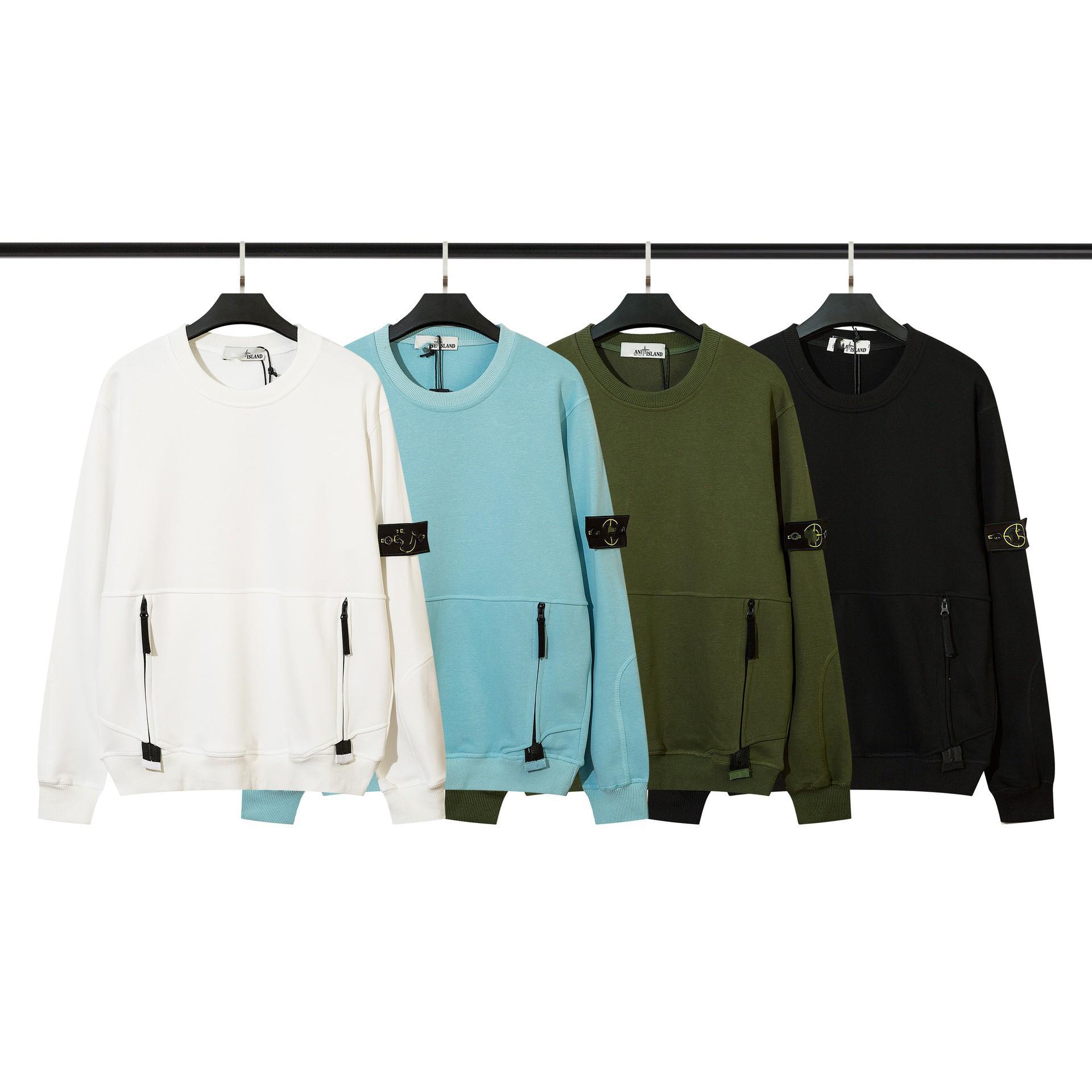 

Stone Island Унисекс Американский стиль Пуловер Свитшот с Карманом-Молнией