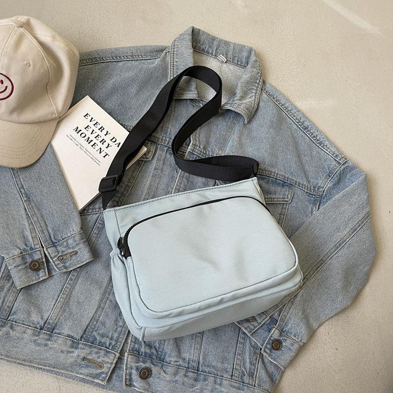 

2025 новая повседневная простая холщовая женская сумка однотонная осенняя модная сумка через плечо большая вместимость повседневная сумка-мессенджер сумка синий