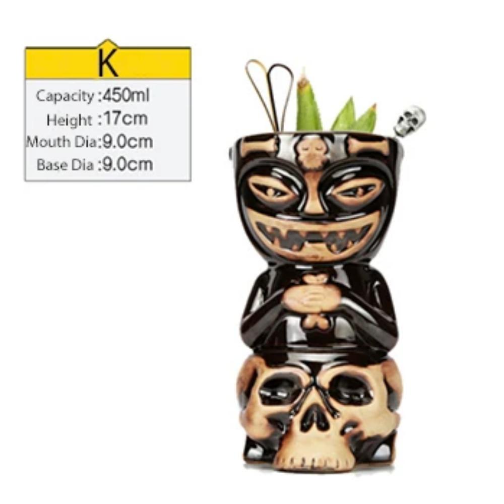 Tiki hrnky Keramické havajské hrnky na párty Luau Nádobí na pití, roztomilé skleničky na exotické koktejly, Tiki bar