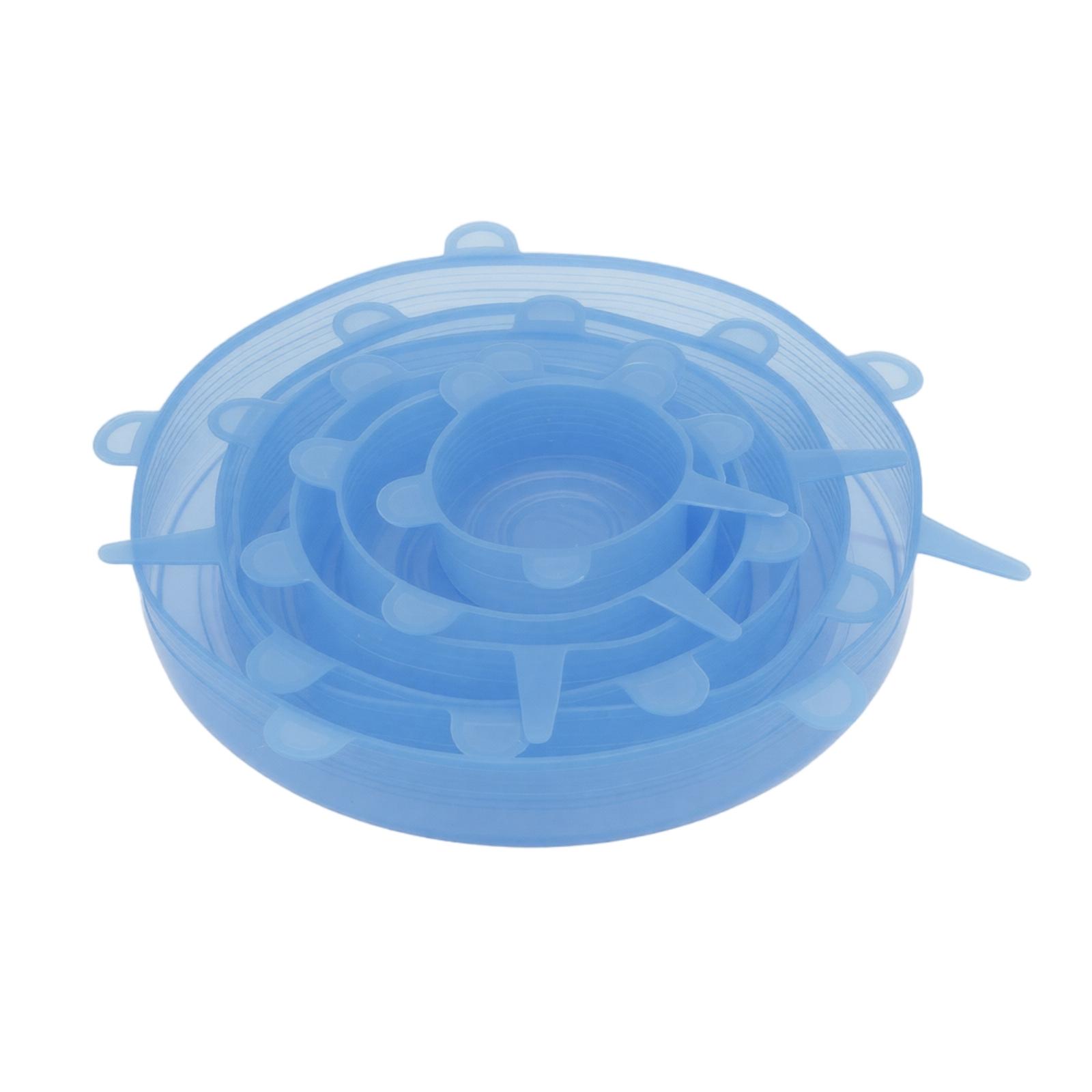 

6 Piece Silicone Food Covers Set Flexible Stretchable Lids for Bowls Cups Containers Kitchen Storage Reusable Durable One Size синий