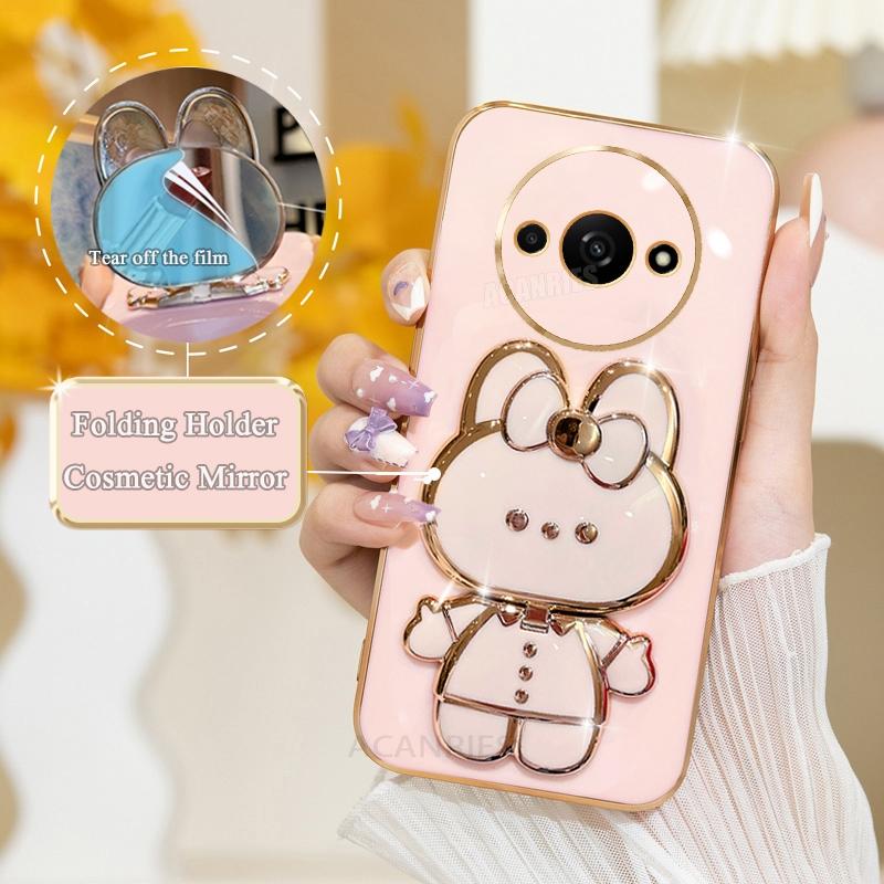 

Redmia3 Роскошный чехол-держатель для зеркала с покрытием для Xiaomi Redmi A3 4g A1 A2 Plus 13 12 13c 12c 10 10a 10c 9c Силиконовый чехол-подставка Redmi A3 4g