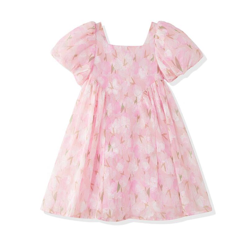 ASK JUNIOR Girls  Sweet Floral Puff Sleeve Summer Princess Dress 170