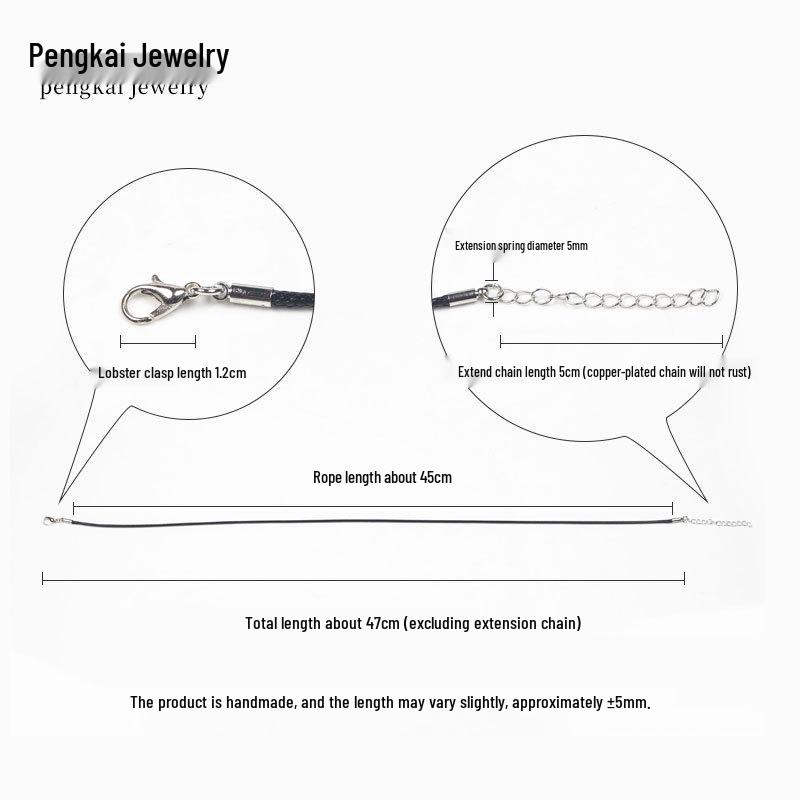 Korean Wax Cord Necklace with Weight Clasp - Black for Men and Women