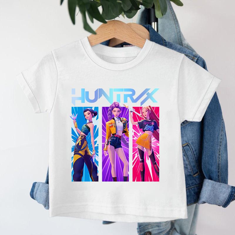 Девочка K-pop Охотник на демонов Мультяшная футболка Веселая Крутая футболка Летний топ 5XL