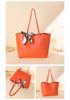 Stylish 2024 Solid Color Women's Tote Bag with Silk Scarf Decoration In Chic Litchi Grain Sheepskin Texture