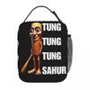 Tung Tung Sahur Funny Italian Brainrot Meme Graphic Lunch Bag Kawaii Lunch Box Picnic Convenient Tote Food Bags Print Cooler Bag