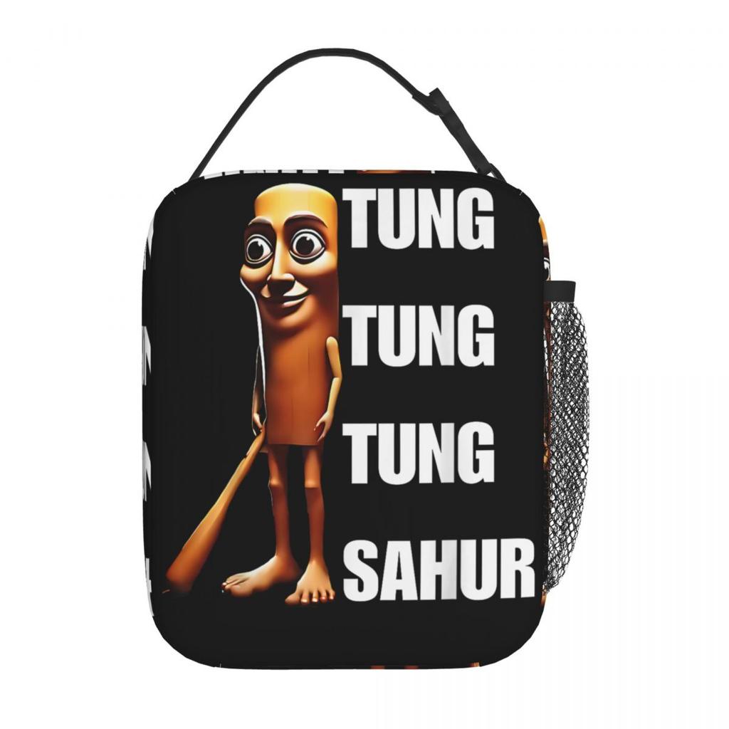 Tung Tung Sahur Funny Italian Brainrot Meme Graphic Lunch Bag Kawaii Lunch Box Picnic Convenient Tote Food Bags Print Cooler Bag