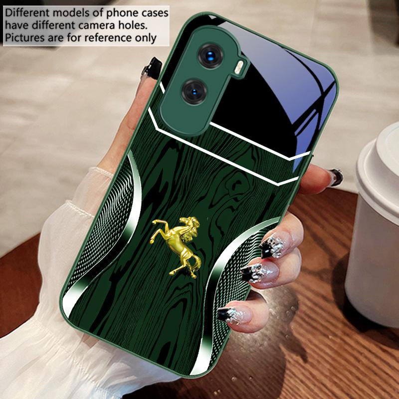 Wood Grain Golden Horse For Honor 200 90 8X 9X Pro Lite P50 P40 Nova 10 11i P60 Magic4 6 Mate 20 50 Tempered Glass Phone Case