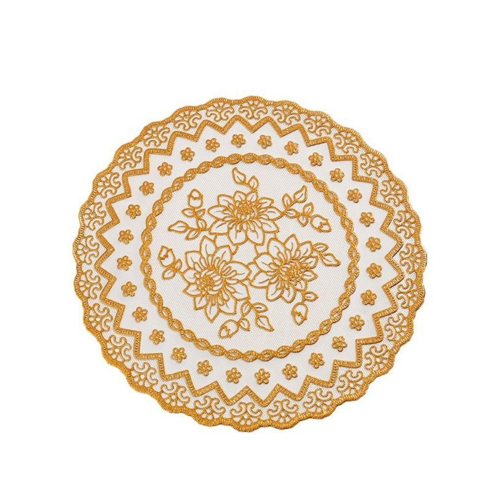 Craft Paper Coaster Placemat Wear-Resistant Cake Mat Round Lace Mat Wedding Birthday Party Table