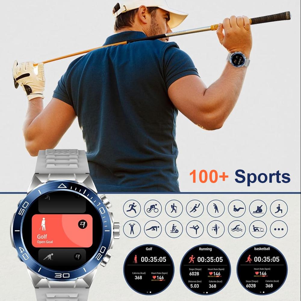 2024 Fashion Smart Watch 1.43 Inch Screen 400 mAh Bluetooth Call Voice Assistant Watch Sports Fitness Waterproof Smartwatch For Men