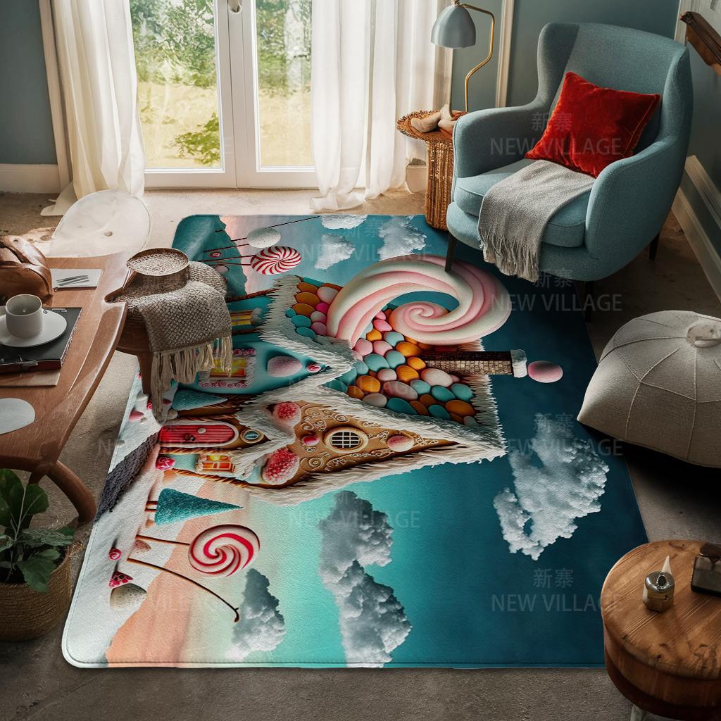 House Entrance Carpet Home Door Mat Living Room Bath Foot Bathroom Non-slip Water Absorption Rugs Bath Merry Christmas Winter